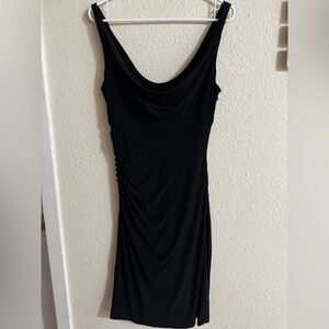 White House Black Market Black One-Shoulder Draped Cowl Dress